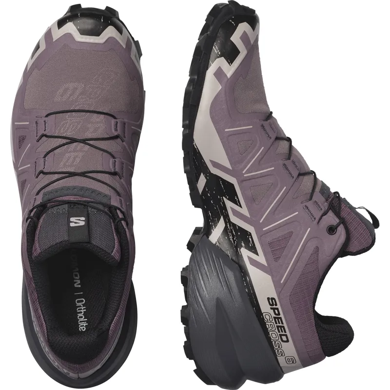 Salomon Speedcross 6 Women's Trail Running Shoe in Moonscape/Black/Ashes of Roses-2